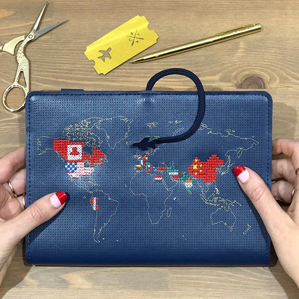 Chasing Threads Stitch World Travel Notebook Navy