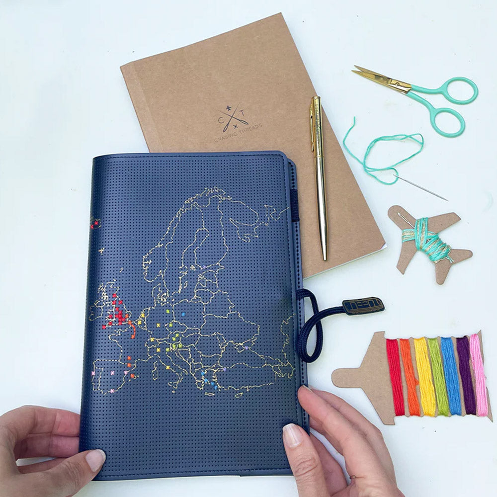 Chasing Threads Stitch Europe Travel Notebook Navy