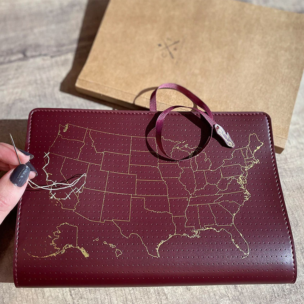 Chasing Threads Stitch USA Travel Notebook Maroon