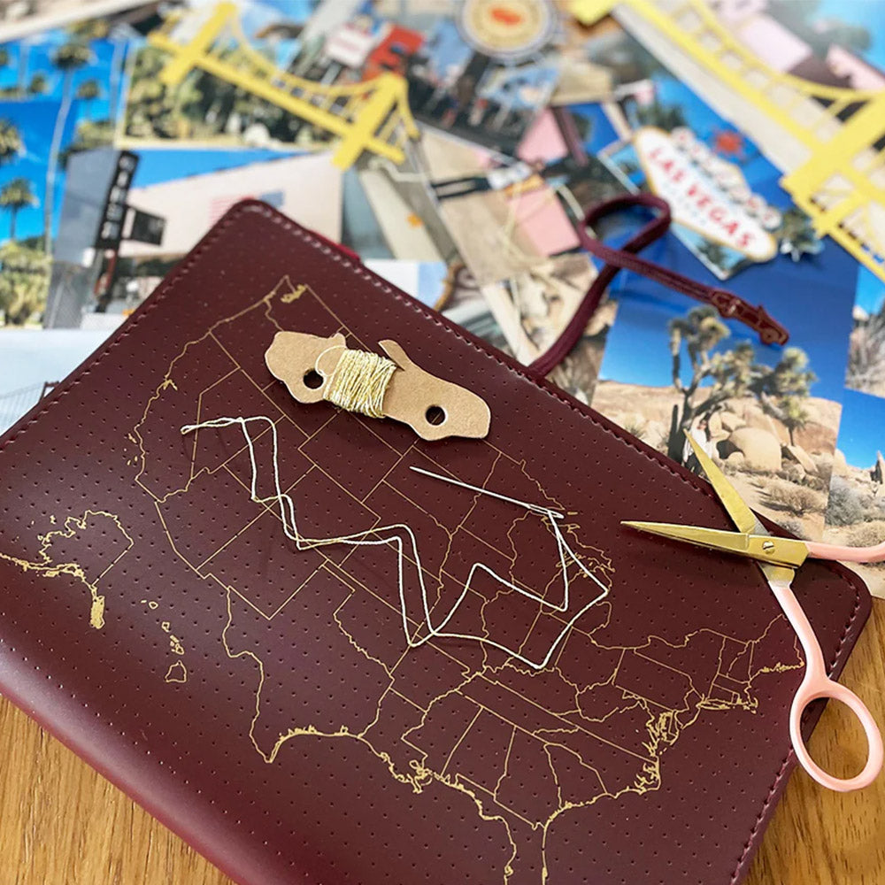 Chasing Threads Stitch USA Travel Notebook Maroon