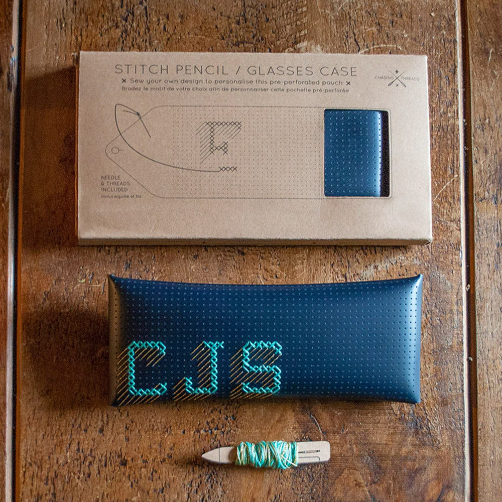 Chasing Threads Stitch Pencil Case Navy