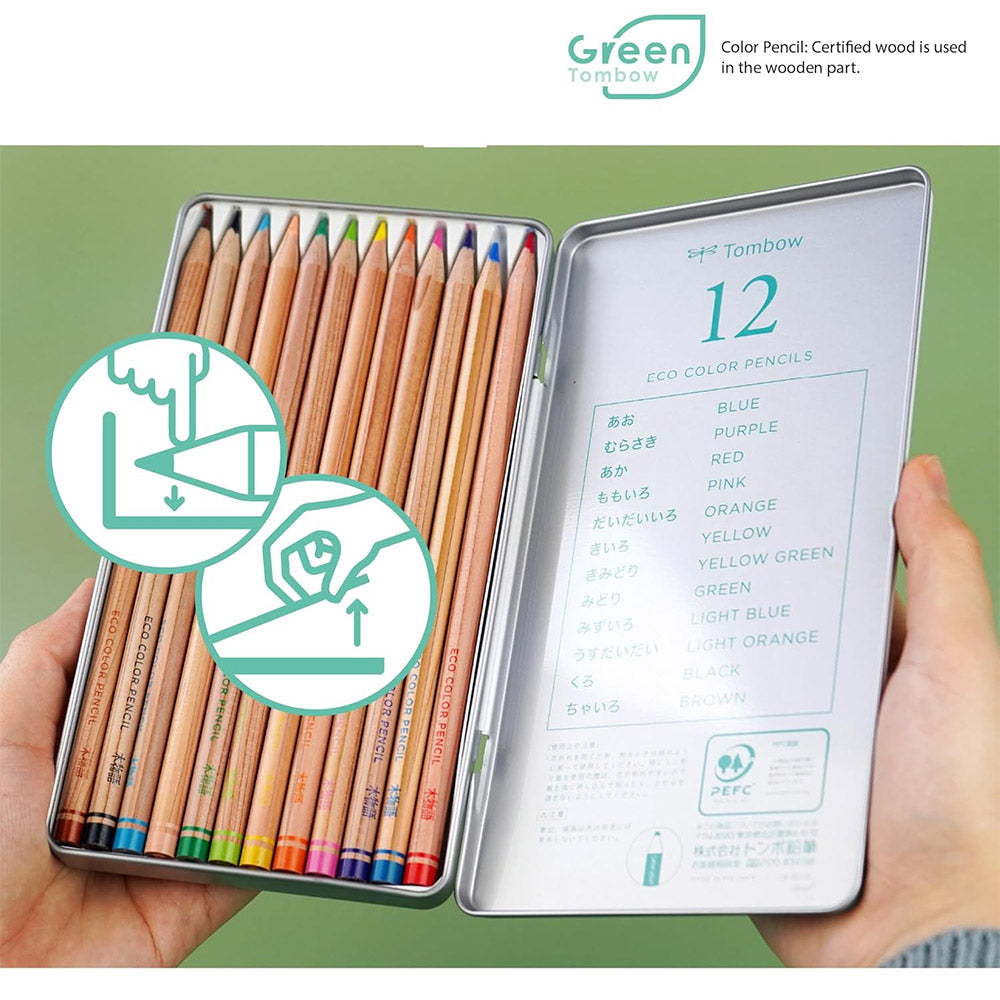 Tombow Ki-Monogatari Recycled Pencil Set of 12 Coloured Pencils