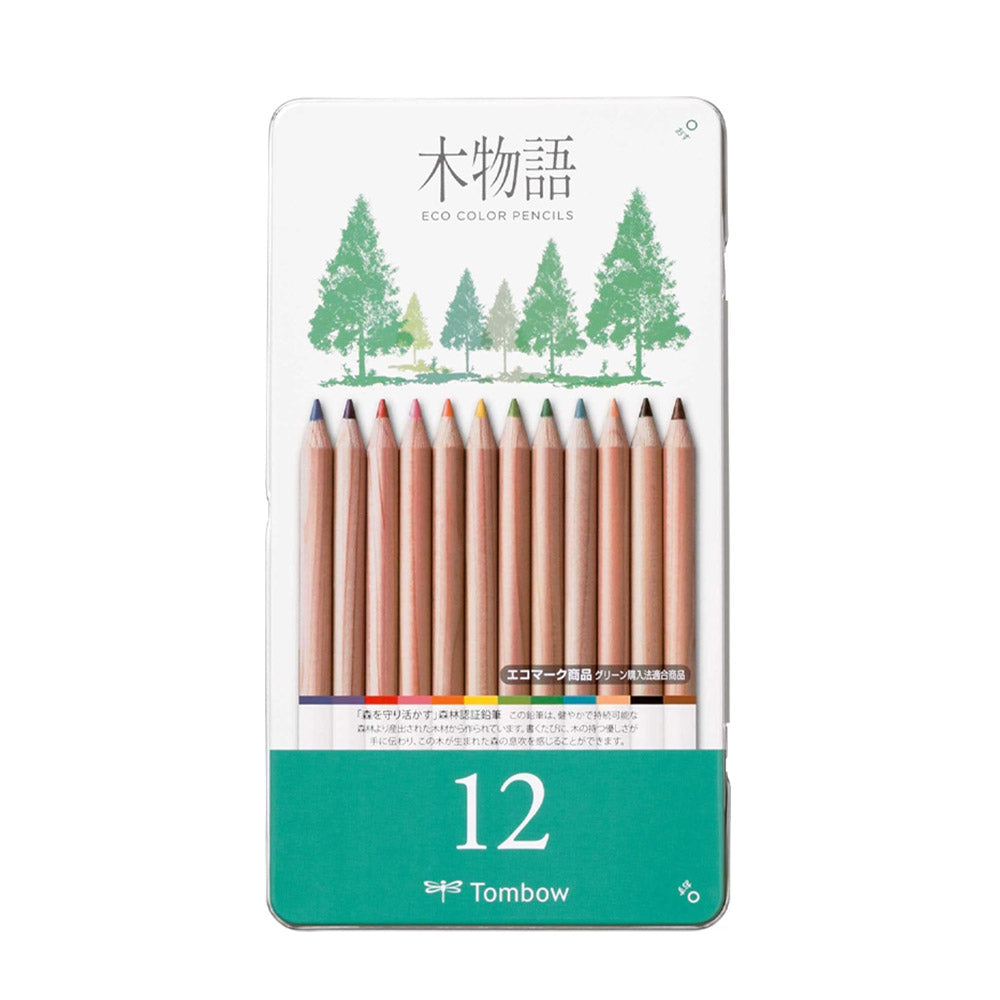 Tombow Ki-Monogatari Recycled Pencil Set of 12 Coloured Pencils