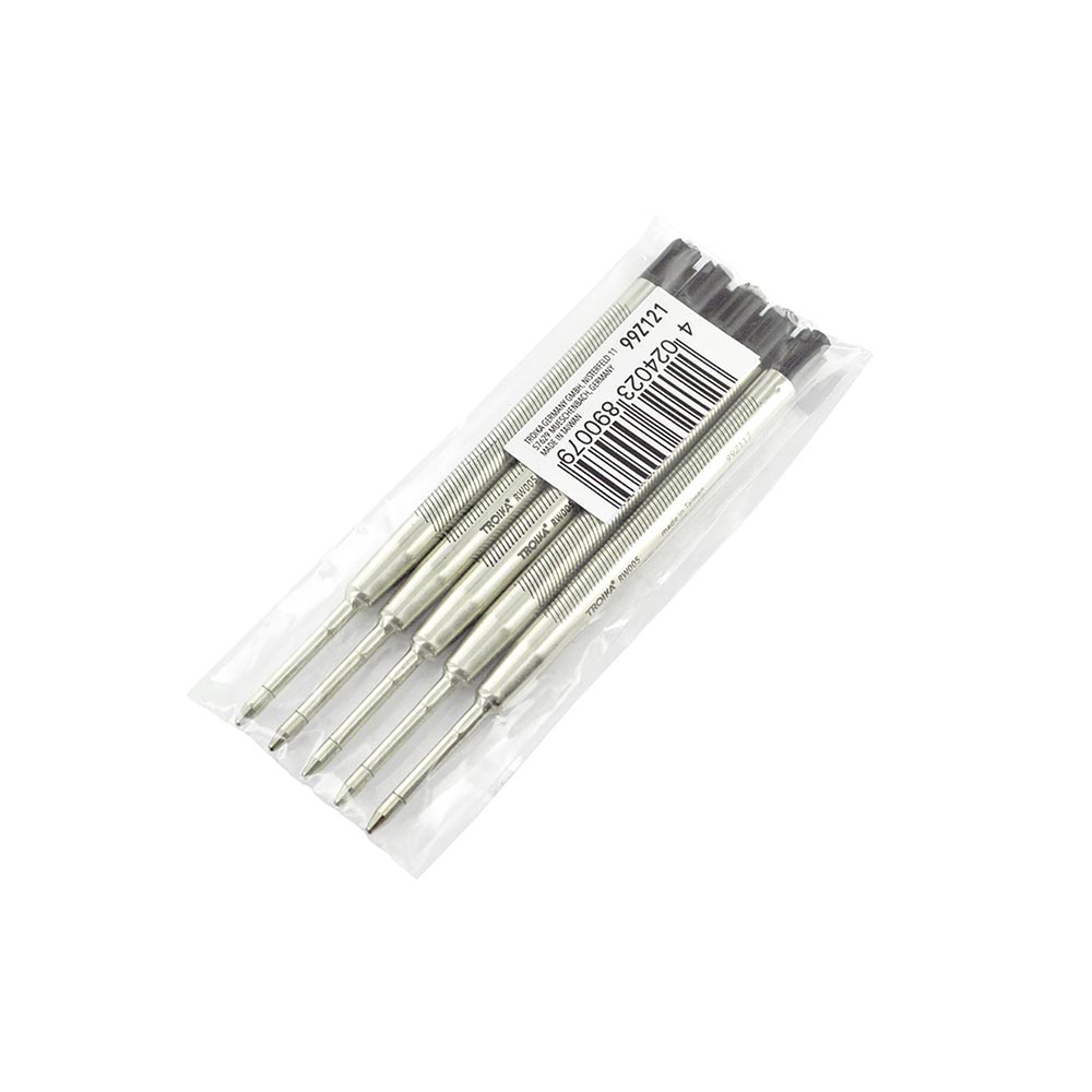 Troika Replacement Refill For Construction Slim Pen Set of 5 Medium Brass Black