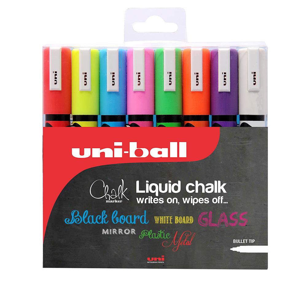 Uni Chalk Marker Pen PWE-5M Assorted Set of 8