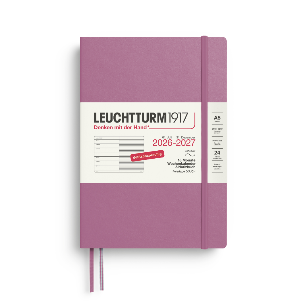 LEUCHTTURM1917 Weekly Planner & Notebook Medium (A5) 18 months 2026/2027 Softcover Dusty Rose
