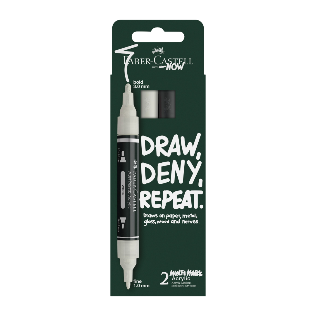 Faber-Castell Multimark Acrylic Marker Set of 2 Black/White