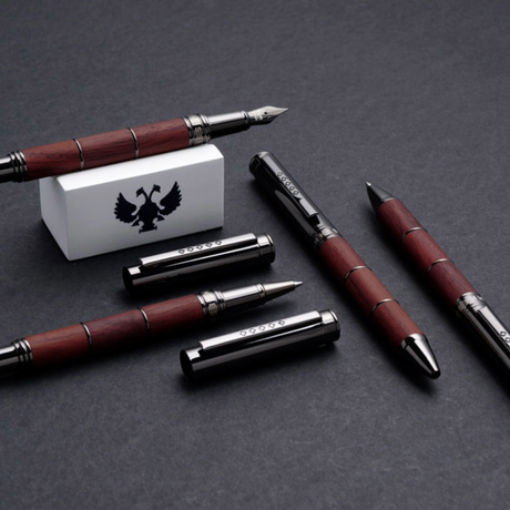 Tom Hessin Revolution Fountain Pen Ironbridge Wood Barrel with Gunmetal Trim