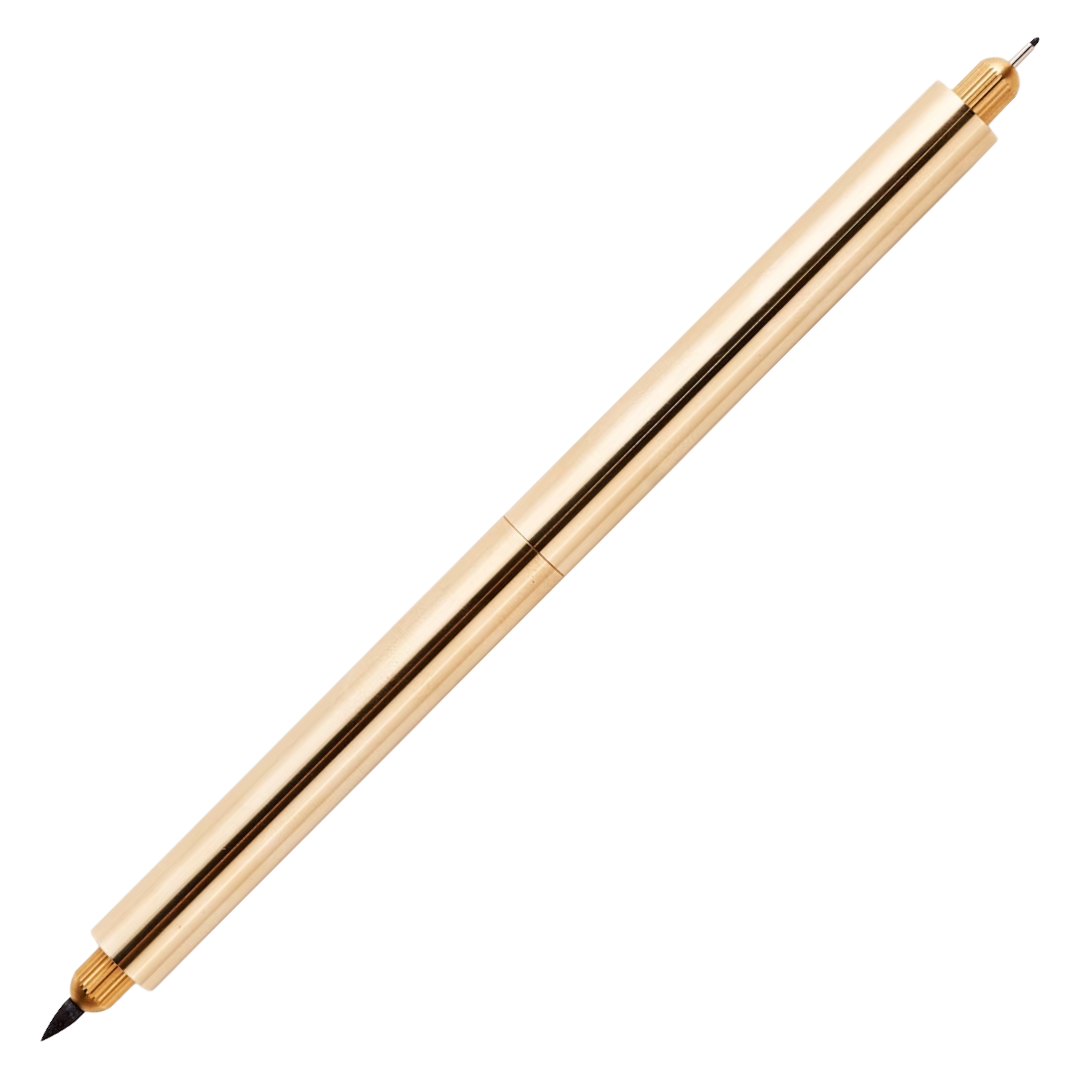 Tom's Studio Lumos Refillable Duo Tip Fineliner and Brush Pen Brass