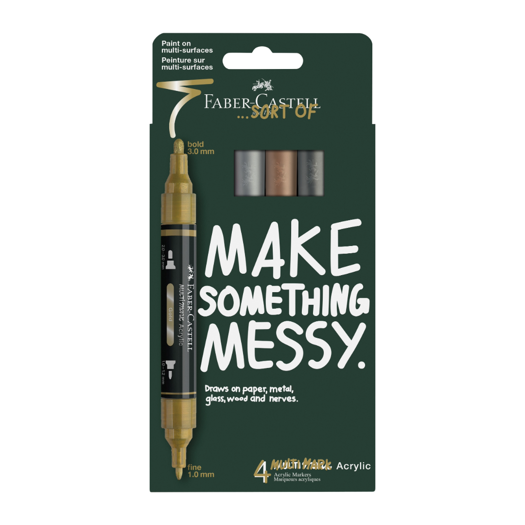Faber-Castell Multimark Acrylic Marker Set of 4 Metal