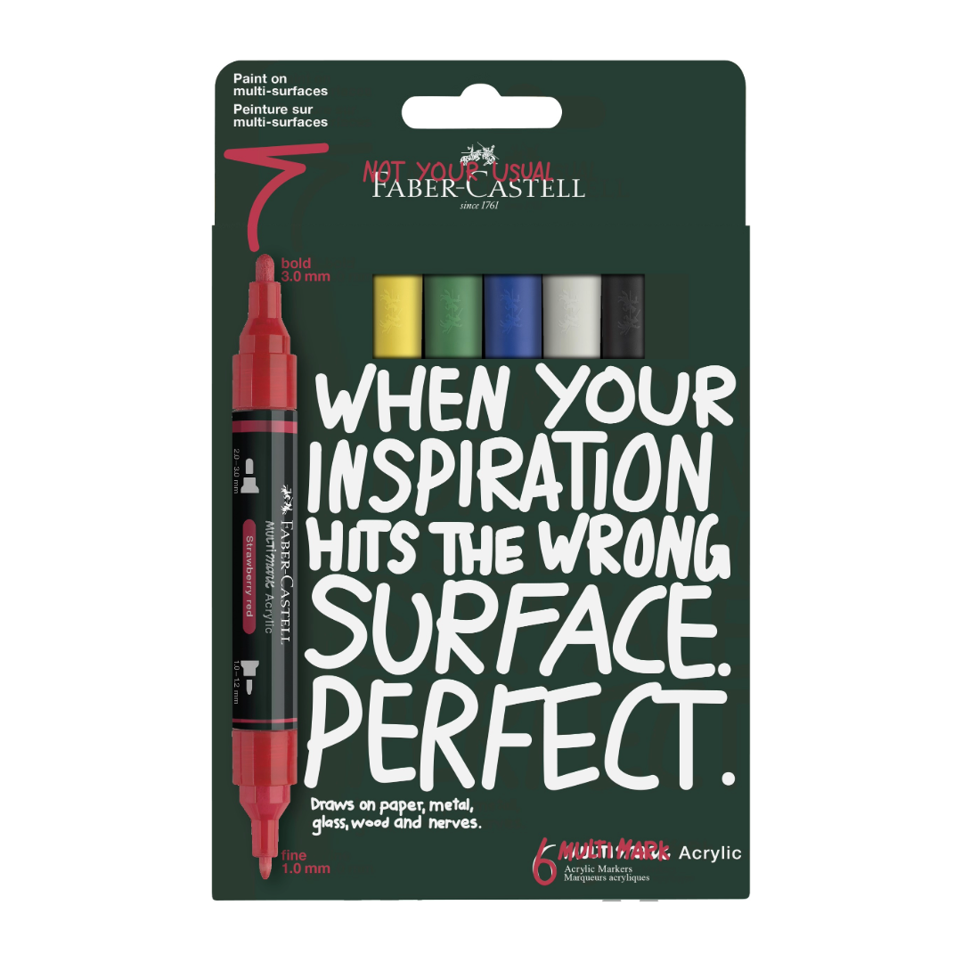 Faber-Castell Multimark Acrylic Marker Set of 6 Basic