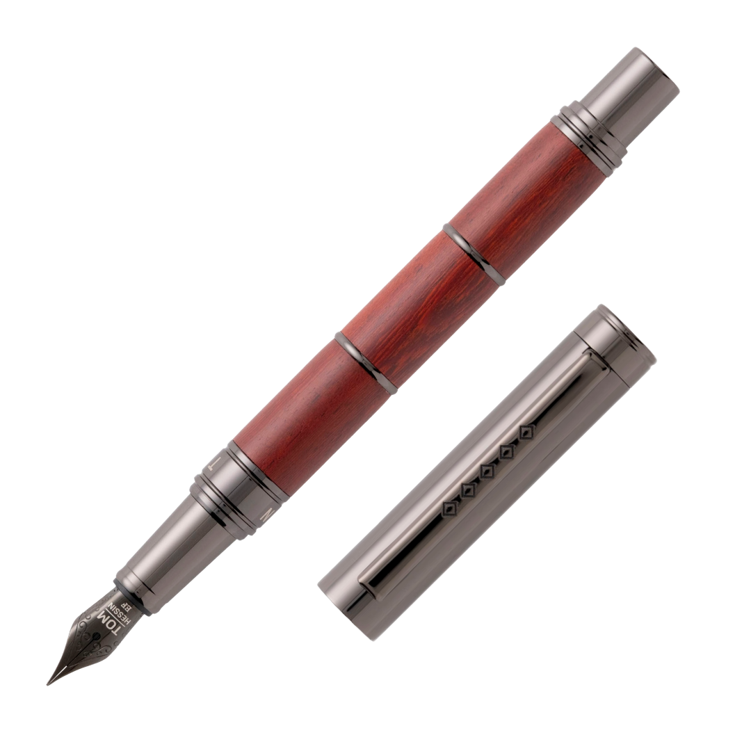 Tom Hessin Revolution Fountain Pen Ironbridge Wood Barrel with Gunmetal Trim