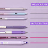 WRITECH 7 Piece Writing Set Purple and Black