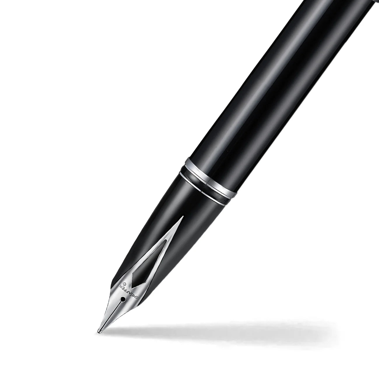 Sheaffer Legacy Fountain Pen Black with Chrome Trim and Leather Case Medium