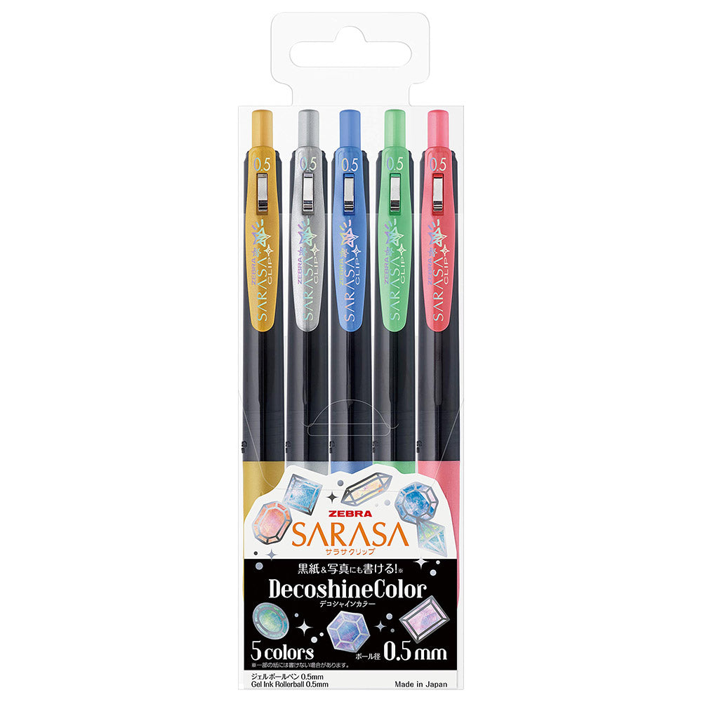 Zebra Sarasa Clip Gel Ballpoint Pen 0.5 Shine Colours Set of 5