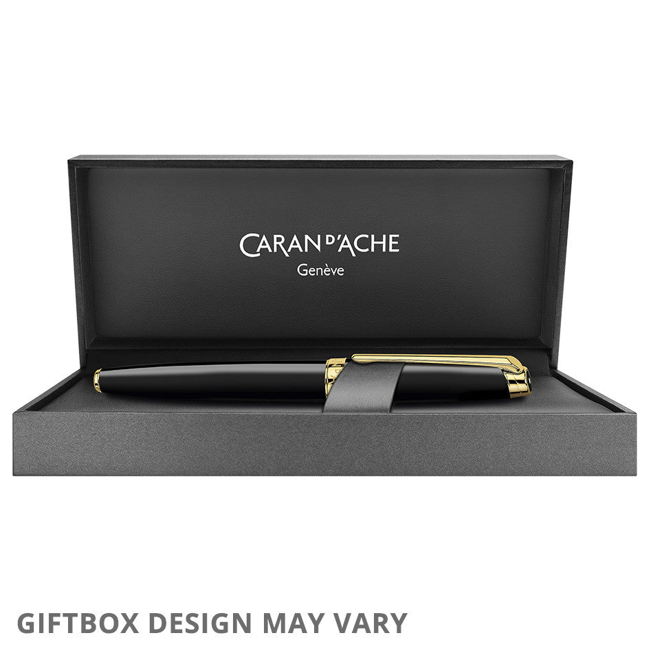 Caran d'Ache Leman Ebony Ballpoint Pen Gold Trim by Caran d'Ache at Cult Pens