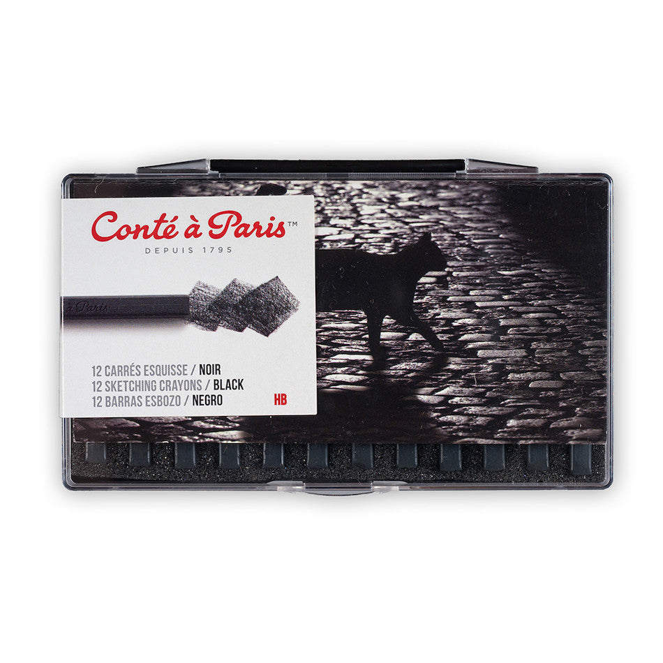Conté à Paris Carre Sketching Crayons Box of Black HB by Conté à Paris at Cult Pens