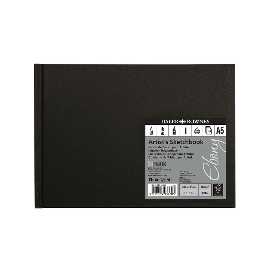 Daler-Rowney Ebony Hardbound Sketchbook A5 Landscape by Daler-Rowney at Cult Pens