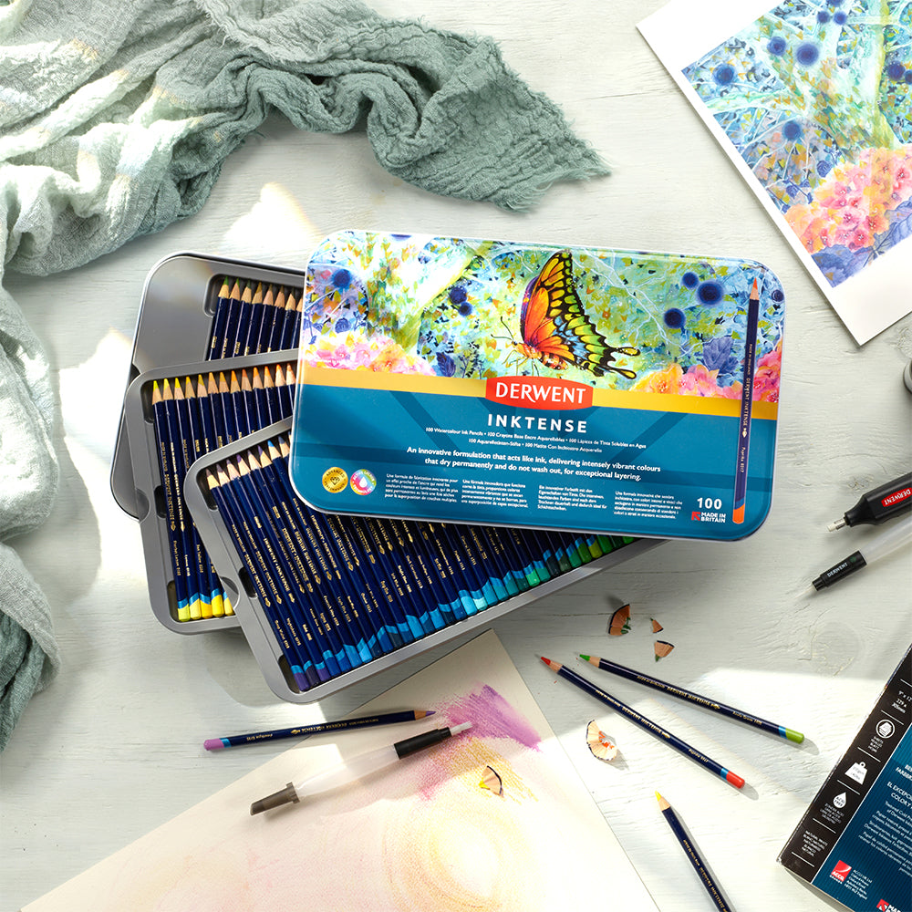 Derwent Inktense Coloured Pencils Tin of 100 by Derwent at Cult Pens