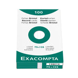 Exacompta White 5 x 3 (125 x 75) Record Cards Pack of 100 by Exacompta at Cult Pens