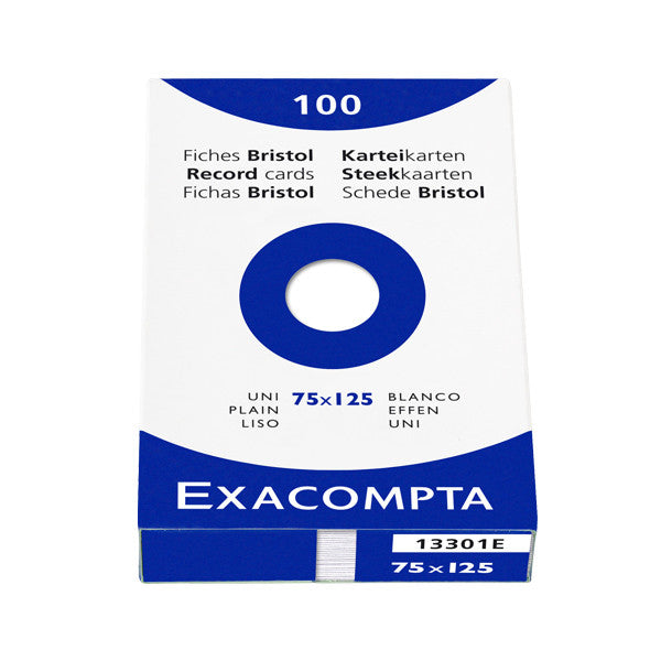 Exacompta White 5 x 3 (125 x 75) Record Cards Pack of 100 by Exacompta at Cult Pens
