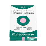 Exacompta Pink 5 x 3 (125 x 75) Record Cards Pack of 100 by Exacompta at Cult Pens
