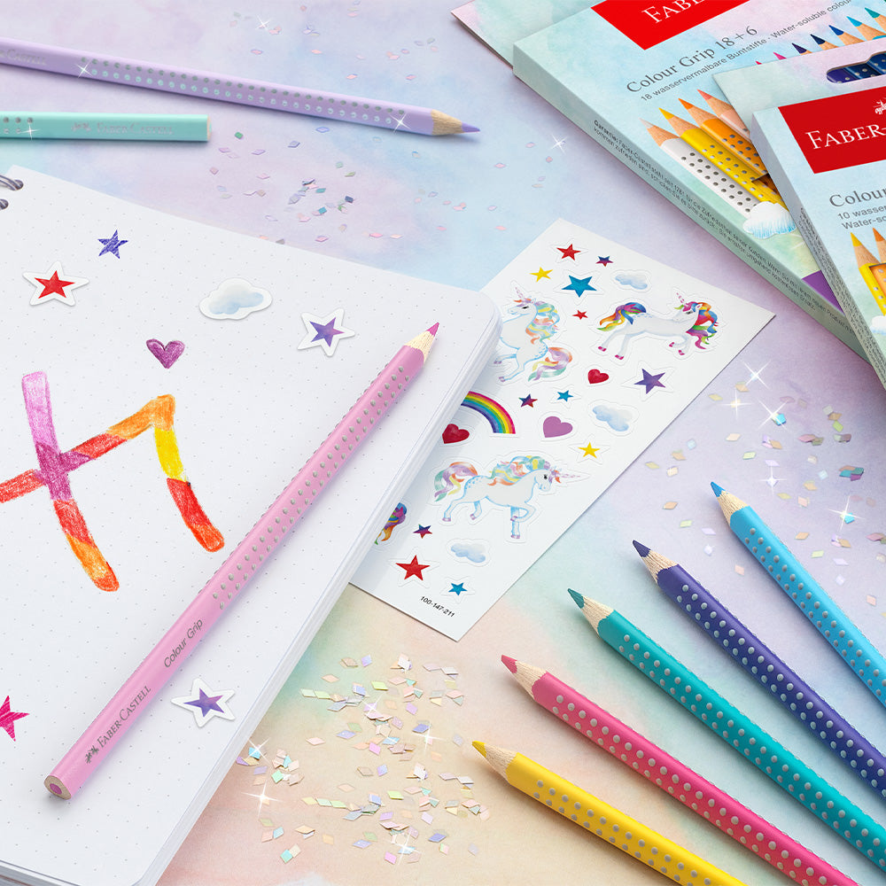 Faber-Castell Colouring Pencils Colour Grip Special Edition Unicorn Set 18+6 by Faber-Castell at Cult Pens