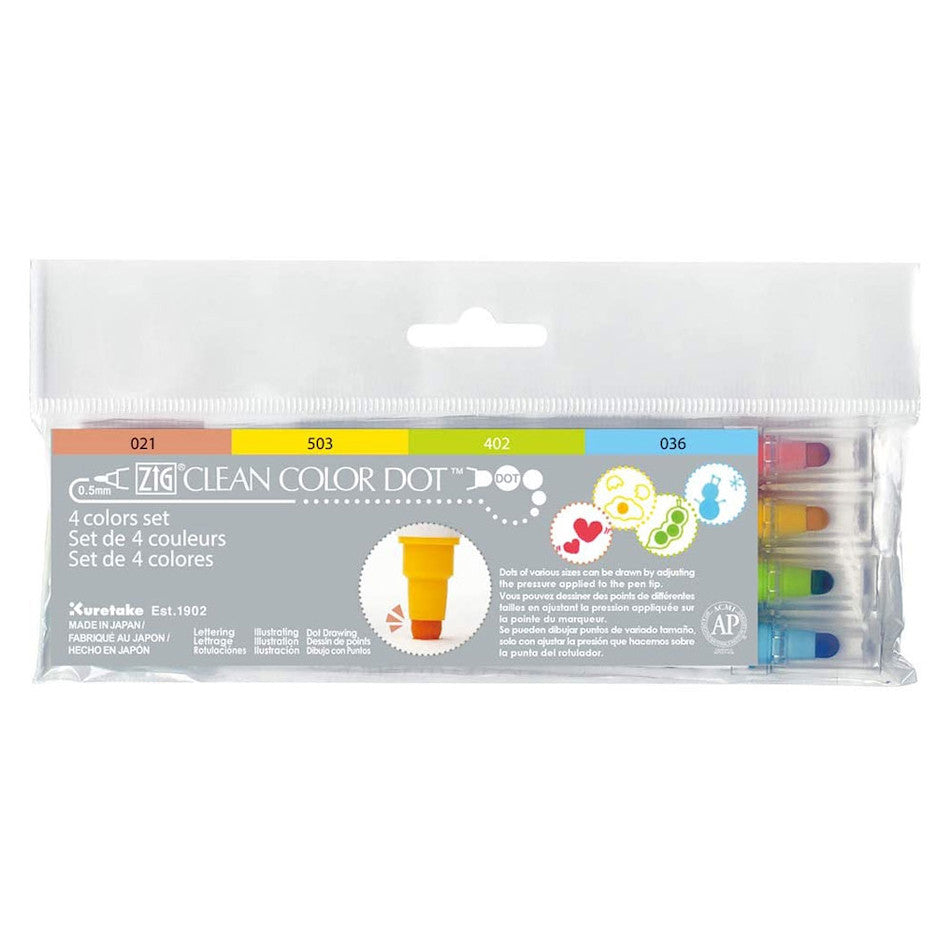 Kuretake Zig Clean Color Dot 4 Colour Set by Kuretake at Cult Pens