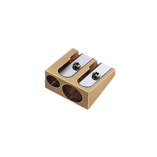 M+R Double Hole Brass Wedge Sharpener by M+R at Cult Pens