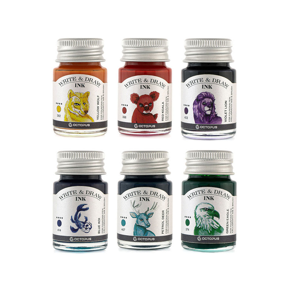Octopus Write and Draw Ink Set of 6 Rainbow by Octopus Fluids at Cult Pens