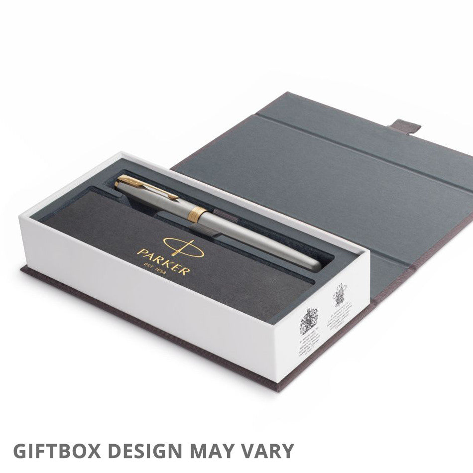 Parker Sonnet Fountain Pen Brushed Steel Gold Trim by Parker at Cult Pens