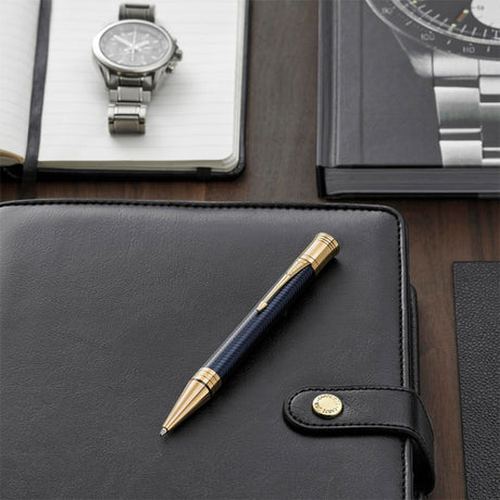 Parker Duofold Prestige Ballpoint Pen Blue Chevron by Parker at Cult Pens