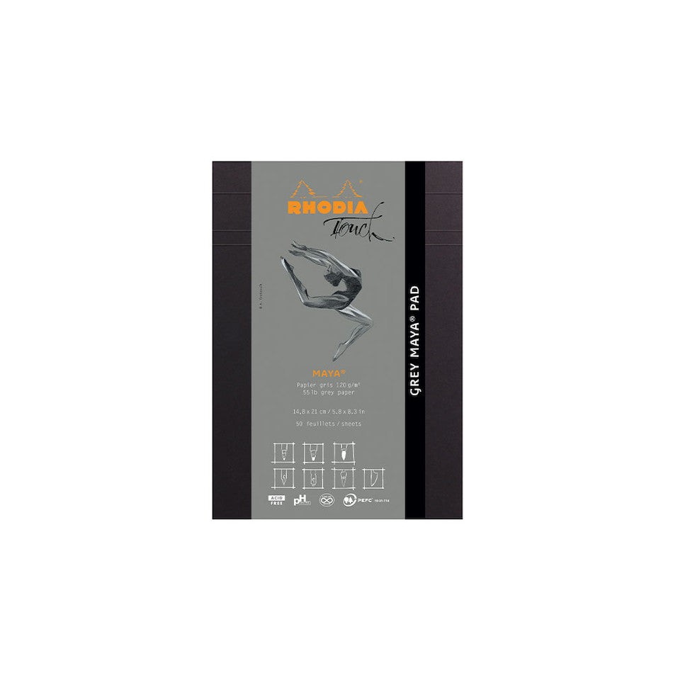 Rhodia Touch Maya Pad Grey A5 Blank by Rhodia at Cult Pens