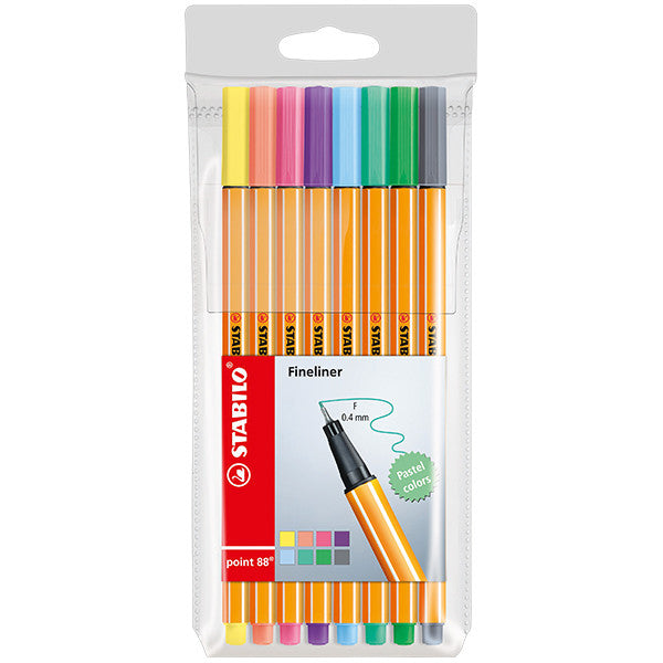 STABILO point 88 Fineliner Wallet of 8 Pastel Colours by STABILO at Cult Pens