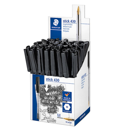 Staedtler Stick 430 Ballpoint Pen Medium Set of 50 Black by Staedtler at Cult Pens