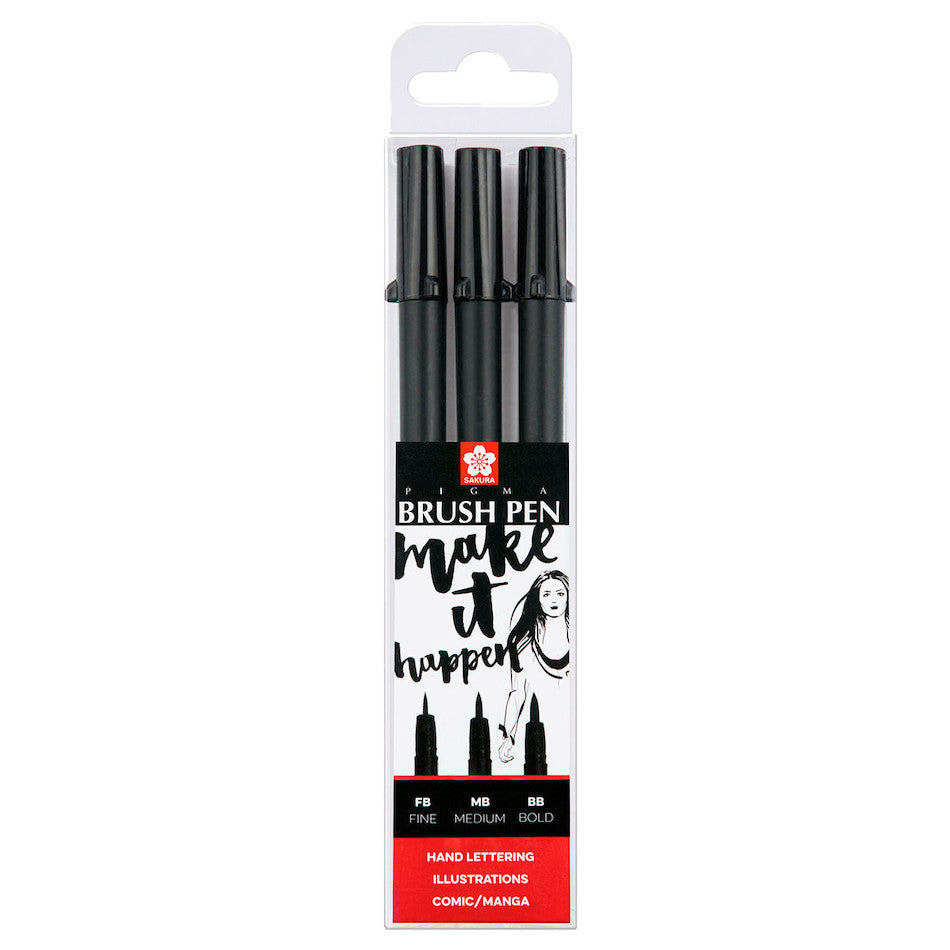 Sakura Pigma Brush Pen Lettering Set of 3 by Sakura at Cult Pens