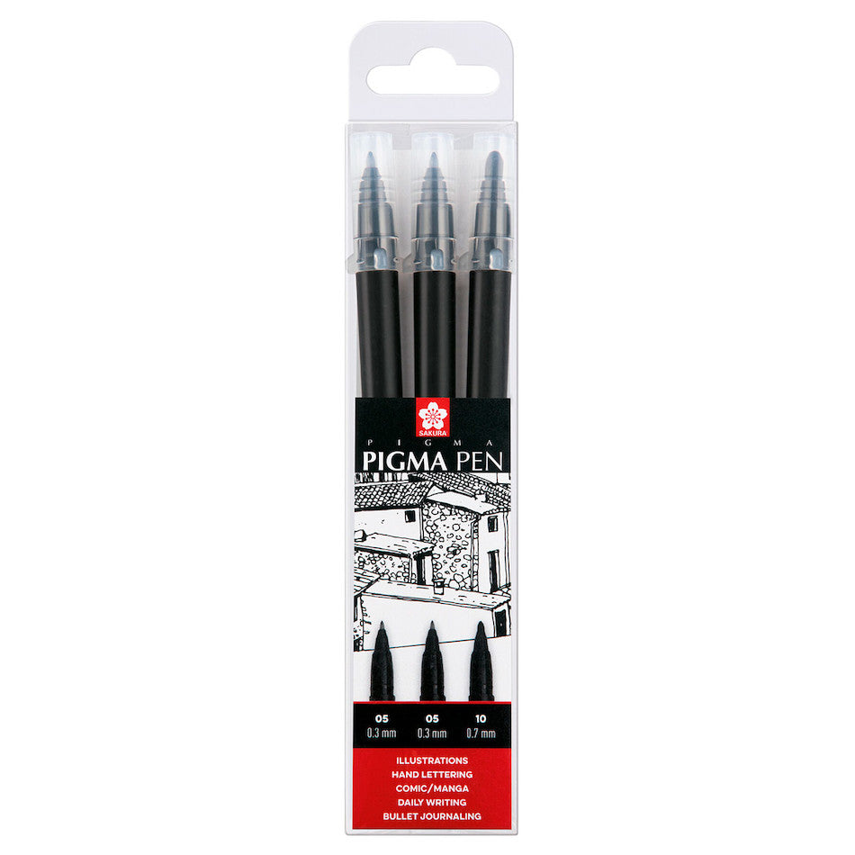 Sakura Pigma Pen Black Set of 3 by Sakura at Cult Pens