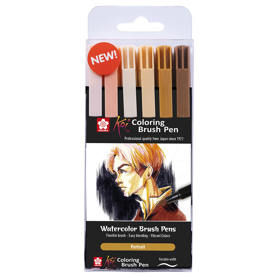 Sakura Koi Colourbrush Brushpen Set of 6 Portrait by Sakura at Cult Pens