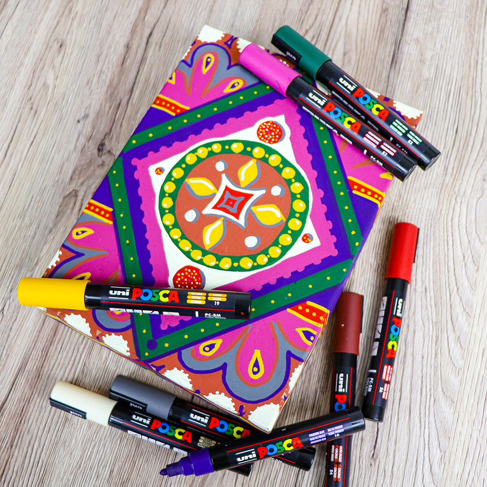 Uni POSCA Marker Pen PC-5M Medium Set of 8 Deep Colours by Uni at Cult Pens