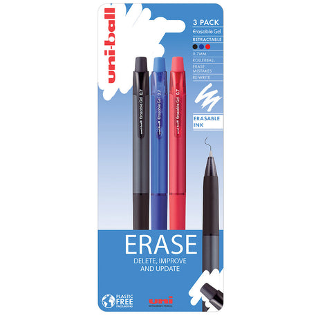 Uni-ball On Point Rollerball Pen Erasable Ink Retractable 3 Pack by Uni at Cult Pens
