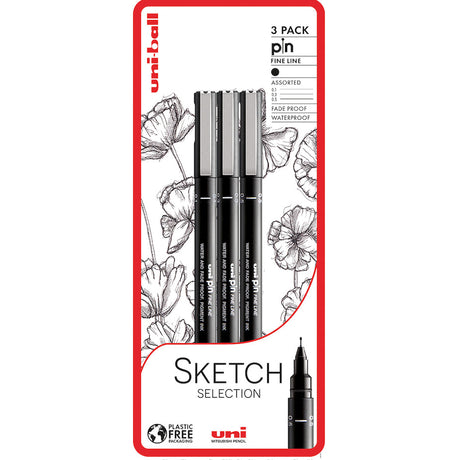 Uni-ball PIN Drawing Pen Sketch Selection Set of 3 by Uni at Cult Pens