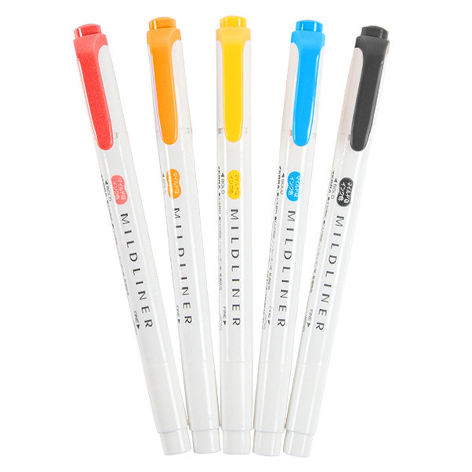 Zebra Mildliner Twin Tip Pastel Highlighter Set of 5 by Zebra at Cult Pens
